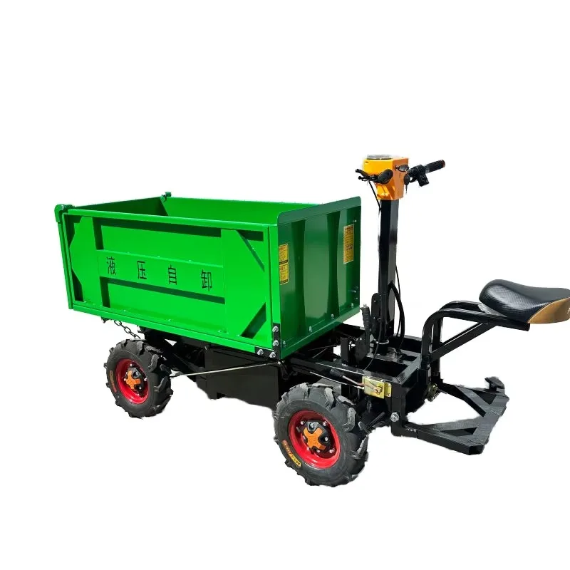 

Super Sale Four-Wheeled Grey Hopper Cement Flat Dump Truck Electric Trolley Pure Copper Motor Hydraulic Construction Machinery