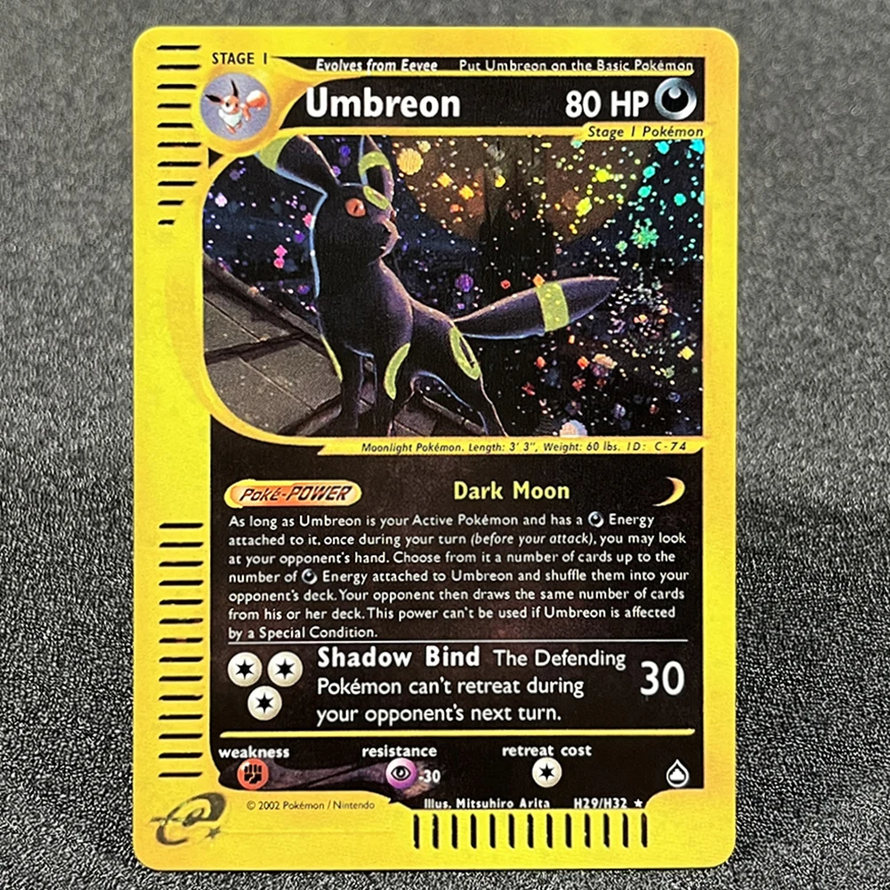 Флэш-карты PKM PROXY E-Card Акваполис (AQ) Steelix Umbreon Togetic Entei Tyranitar Kingdra Фольгированные карты Коллекция игр PTCG Флэш-карты PKM PROXY E-Card Акваполис (AQ) Steelix Umbreon Togetic Entei Tyranitar Kingdra Фольгированные карты Коллекция игр PTCG