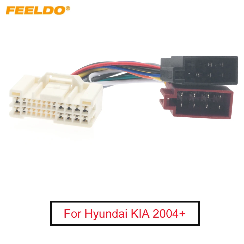 

FEELDO Car Radio Audio ISO Wiring Harness Adapter for Hyundai KIA (2004+) Auto ISO 24Pin Head Units Wire Cable