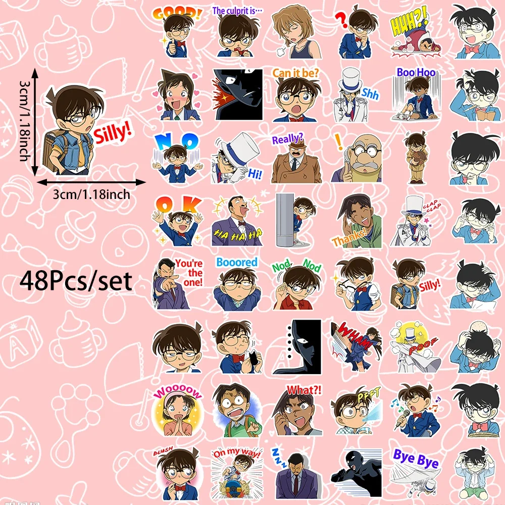 48pcs Party gifts, funny animated Detective Conan stickers, wall mugs and other decorations that can be used for the party