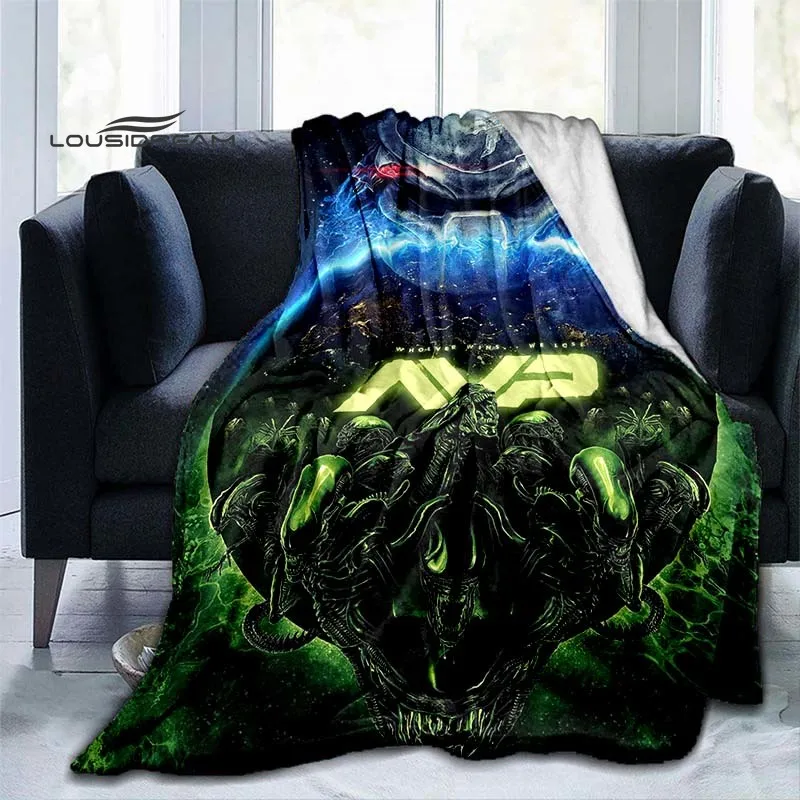 Alien vs Predator Blanket Fashion Horror monster Flannel Blanket for Adults and children 3D Printed Coverlet Sofa Travel Camping