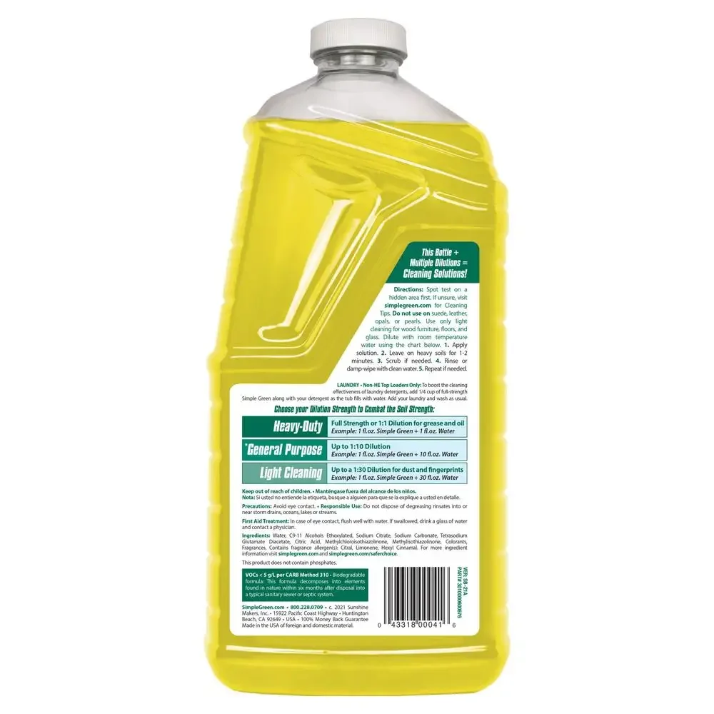 Concentrated Lemon Scent Degreaser Cleaner Refill 67.6 oz Powerful & Effective Safer Choice Formula Removes Dirt Grease Grime