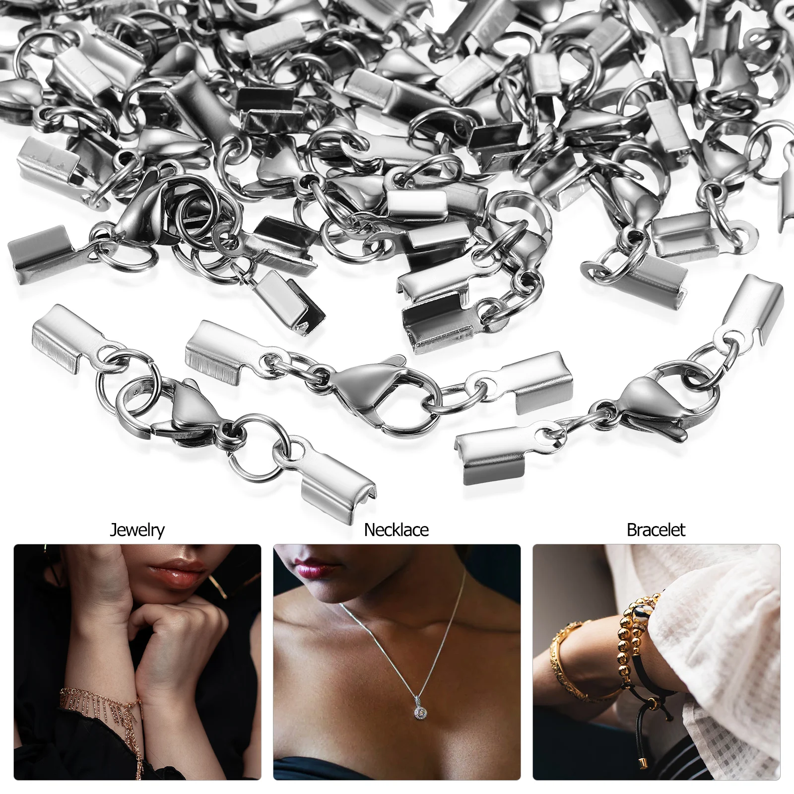 

40 pcs Lobster Clasps Stainless Steel Jewelry Making Accessories Premium Quality DIY Craft Supplies Necklace Bracelet Closures