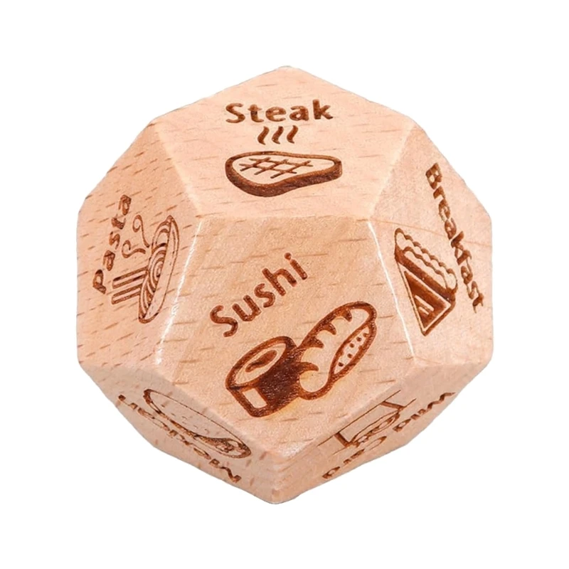 

12 Side Wooden Food Decision Dices Date Night Dinner Decider Dices for Men Women