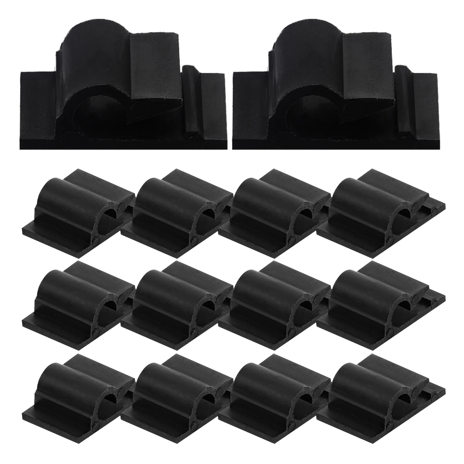 

100pcs Self Adhesive Cable Clips Black Wire Cord Holders Strong Line Clamps for Earphone Mouse Audio Network Cables