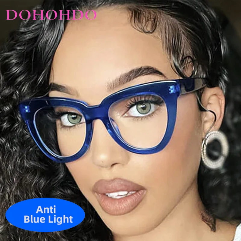 

Fashion Transparent Candy Color Cat Eye Optical Eyewear Women Men Trend Brand Anti-Blue Light Glasses For Computer Play Games