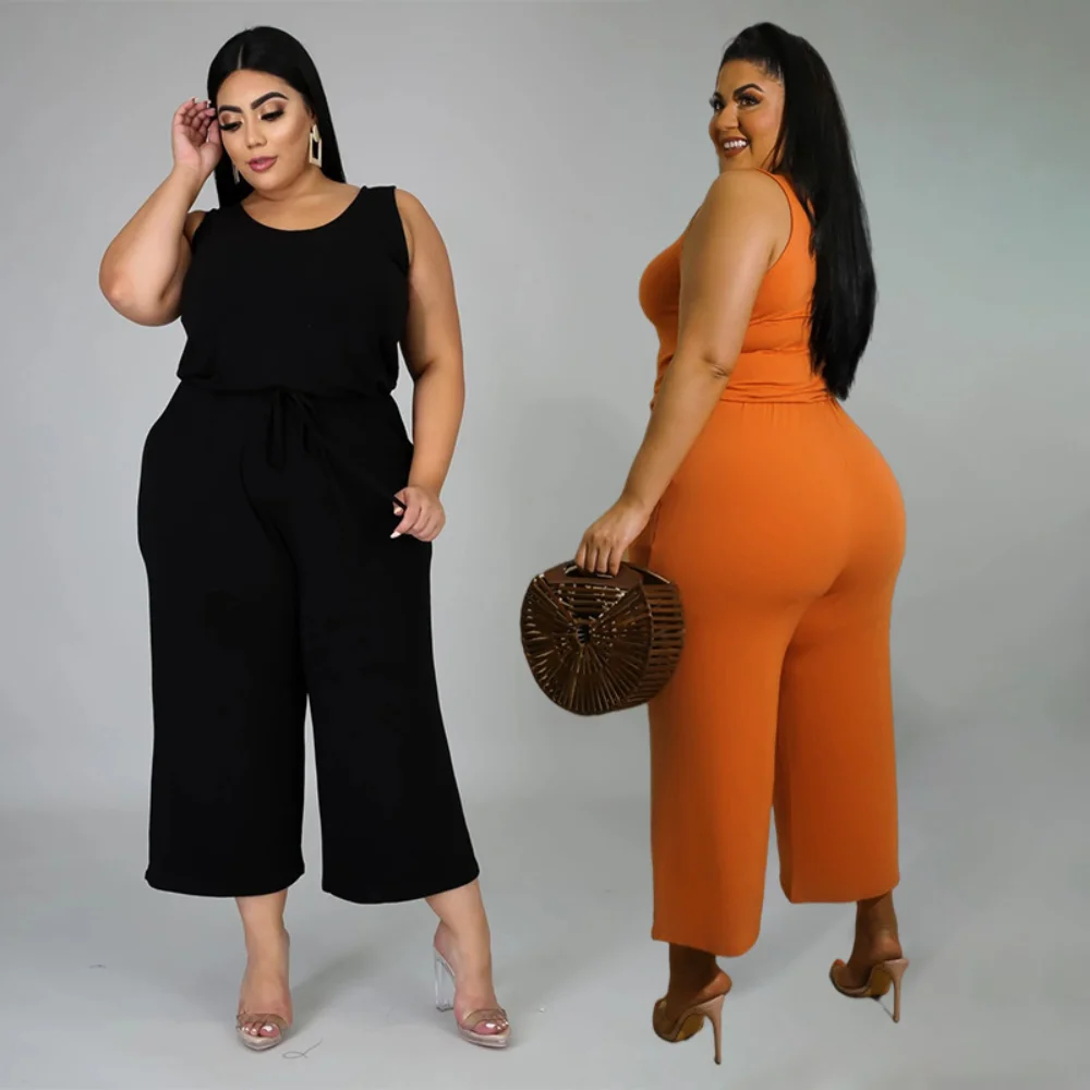 SOMO kombinezony Plus Size dla kobiet letni kombinezon stroje jednokolorowe casualowe szerokie nogawki spodnie na szelkach sprzedaż hurtowa Dropshipping