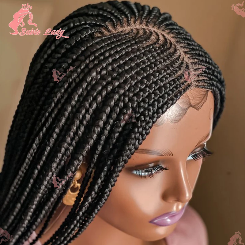 

Side Part Cornrow Braids Synthetic Lace Wig Knotless Box Braid Wig Full Lace Front Braided Wigs For Black Women Braiding Hair