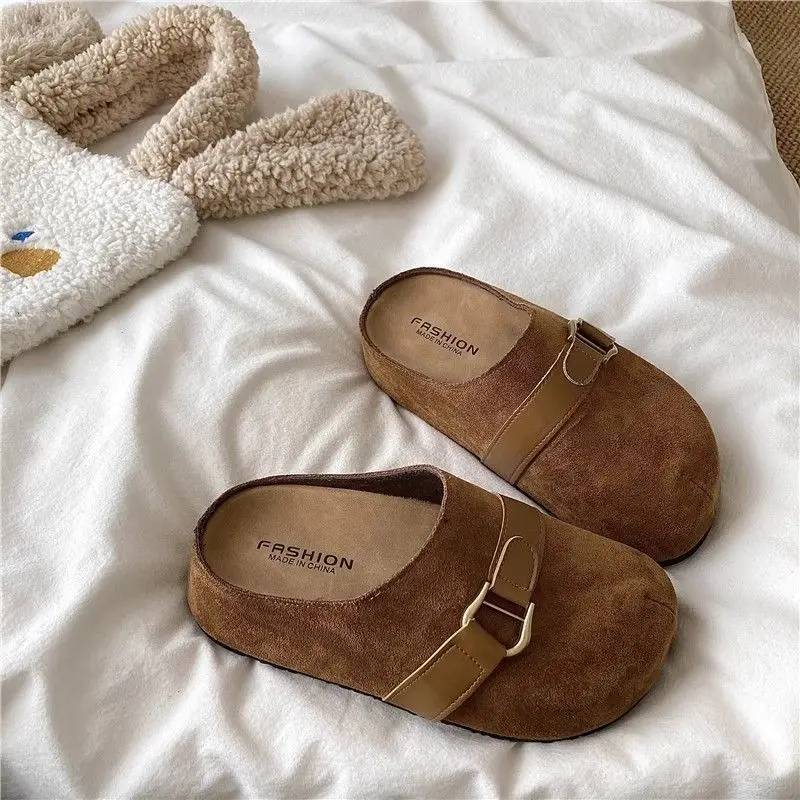 

Женские летние уличные ретро-мюли с закрытым носком, новинка 2026 года, на толстой подошве, увеличивающие рост, повседневные универсальные сандалии