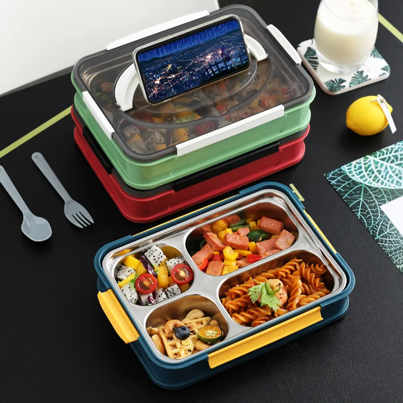 2021 Portable Lunch Box 304 Stainless Steel Japanese Bento Box Compartment Kitchen Sealed Food Container Gift Tableware Soup Cup