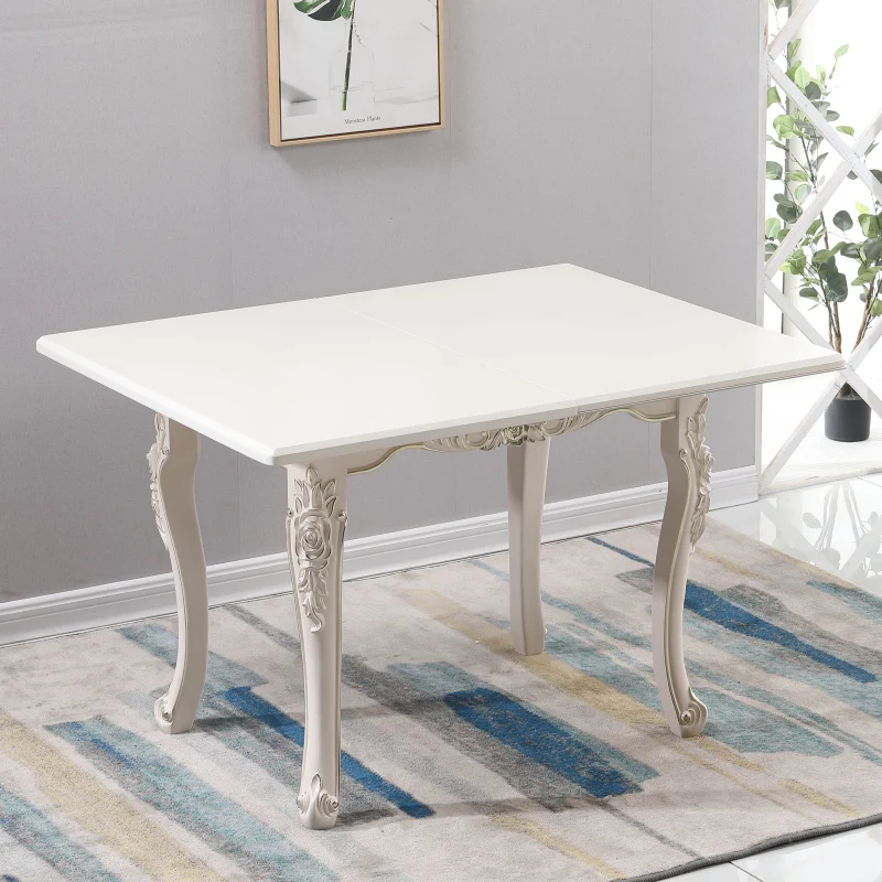 

Folding dining table, household small apartment European dining table and chairs, simple rock slab solid wood