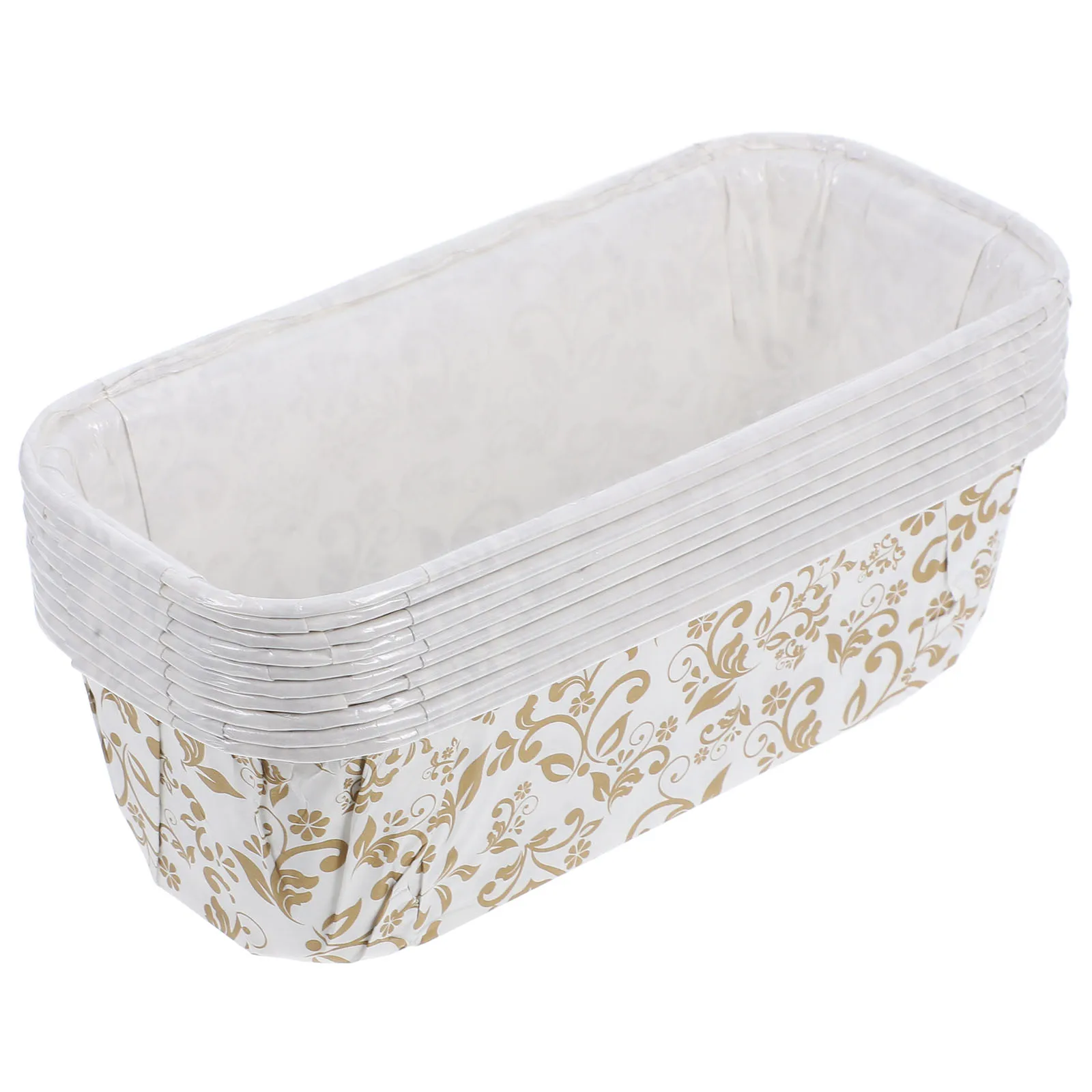 

10pcs High Temperature Resistant Cake Cup Paper Loaf Pans for Baking Rectangle Mold Oven Coated Nonstick Bread Cups