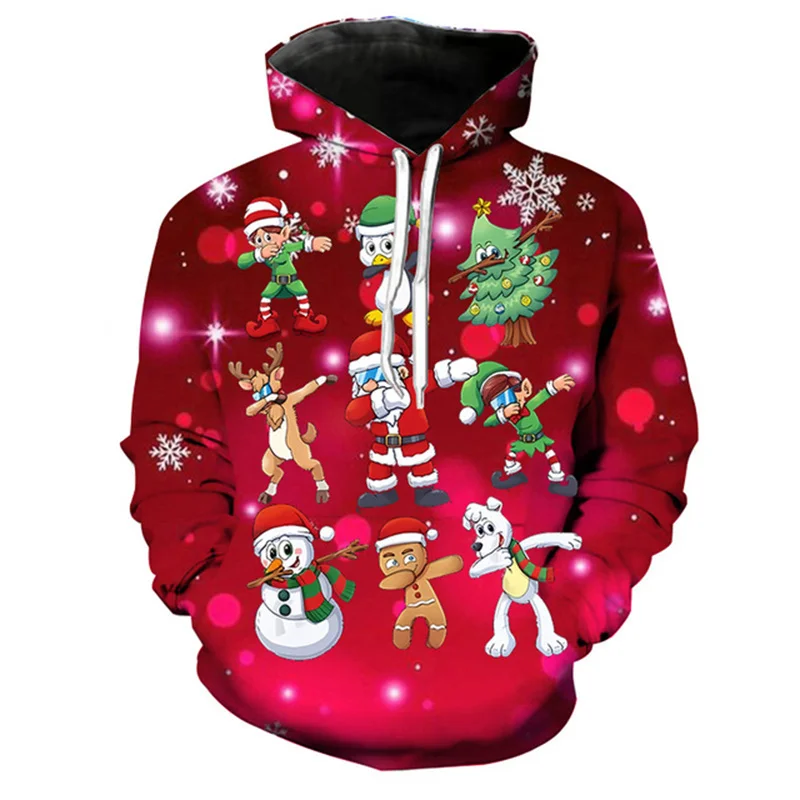 

Merry Christmas Xmas Graphic New In Hoodies & Sweatshirts 3D Santa Claus Snowman Printing Hooded Hoody Unsex Winter Hoodie