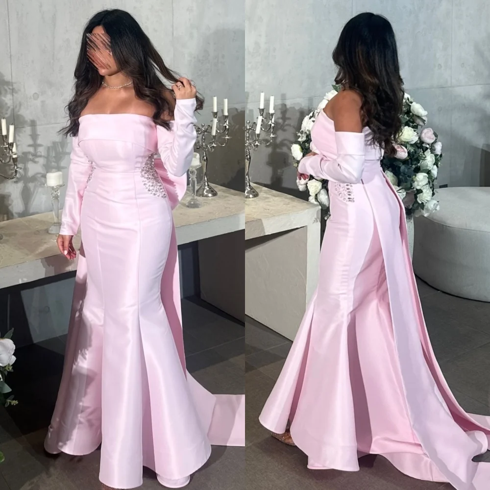 Customized Fashion Sequined Pleat Trumpet Off-the-shoulder Long Dresses Bespoke Occasion Dresses Sparkle Sexy