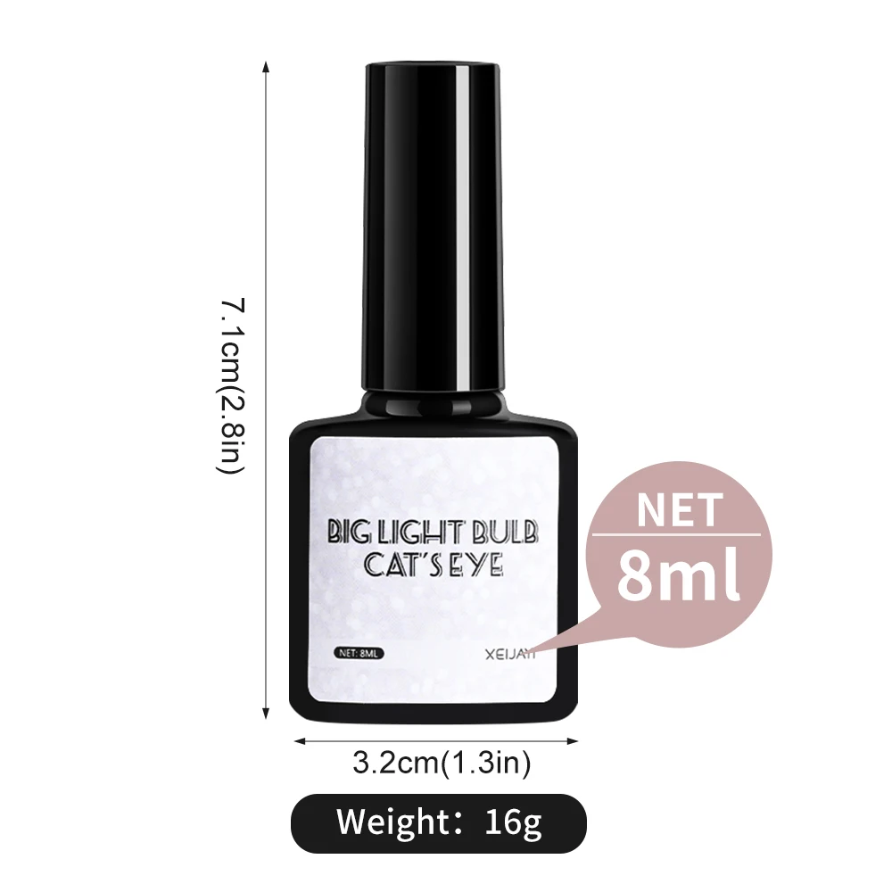 1 szt. Błyszczący, brokatowy, biały lakier żelowy do paznokci z efektem kociego oka, magnetyczny, do zdobienia paznokci, usuwany metodą soak off, żel do manicure, półtrwały klej do paznokci UV LED*