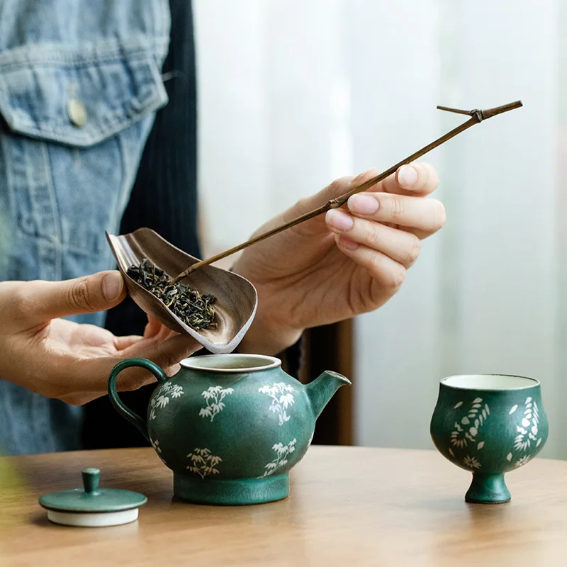 Antique Walnut Lotus Petals Tea Scoop Vintage Tea Leaf Holder Chahe Shovel Household Appreciation Ladle Cafes Supplies Ornaments