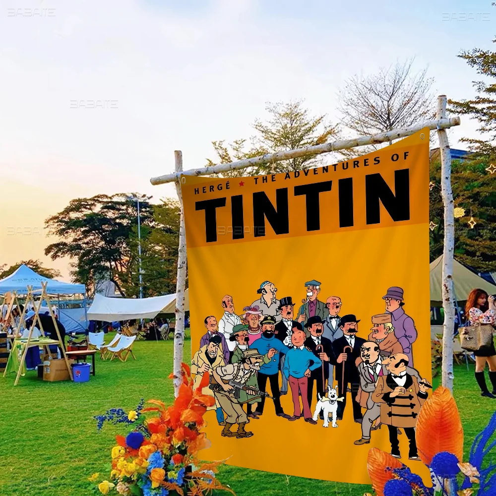 Tintins Adventure High End Quality Banner Printing Artistic Atmosphere Style Camping Flag