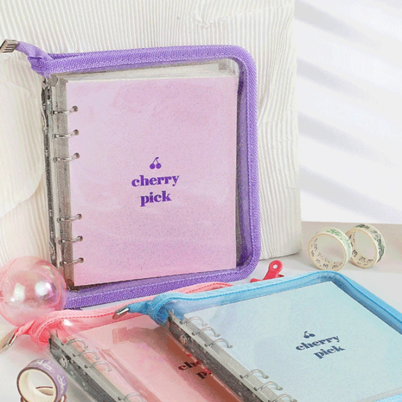 

CHERRY PICK DIARY Clear PVC Cover 6 Rings Notebooks Cover Protector Loose Leaf Notebook Diary Stationery Supplies