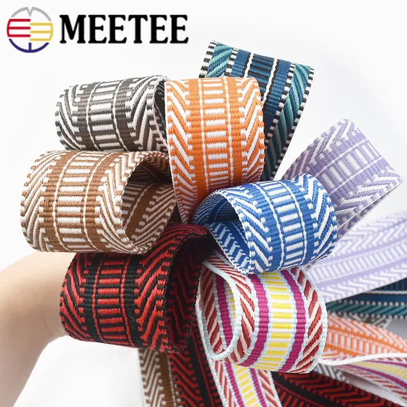 2Meters 38mm Polyester Cotton Jacquard Webbing Tapes 2mm Thick Bag Strap Belt Lace Ribbons DIY Garment Textile Sewing Decoration