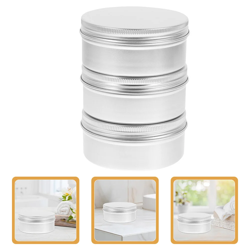 

3pcs Aluminum Empty Round Cream Soap Containers Leak-Proof Storage Cans For Candles Candy Makeup Refillable Mini Metal