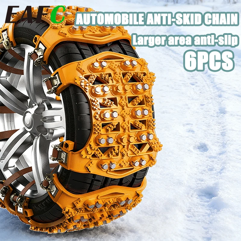 

EAFC 6PCS Car Wheel Snow Chains Safe Driving Tire Chain SUV Winter Anti Slip Car Tire Snow Chain Automobile Tire Accessories