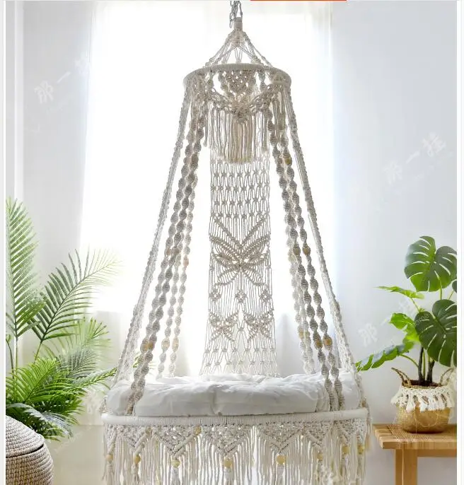 Original pure hand-woven hanging chair hanging basket Bohemian balcony swing home living room adult hammock