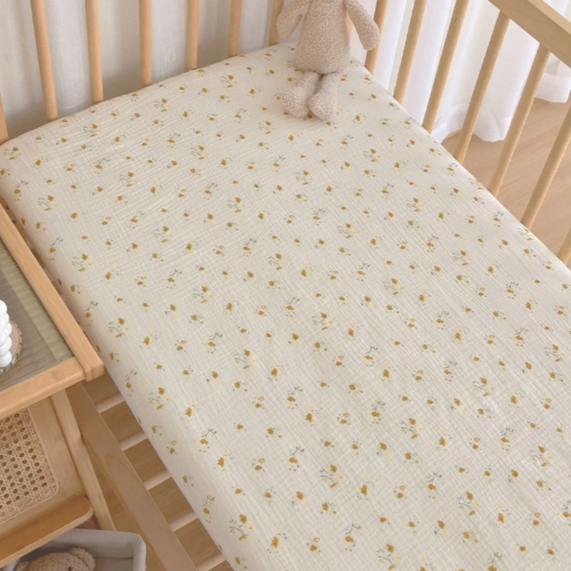 Infant Cotton Bed Linen Baby Crib Sheet Baby Cotton Swaddles Sheet Easy Cares & Long Service Baby Bed Shhet for Boy Girls