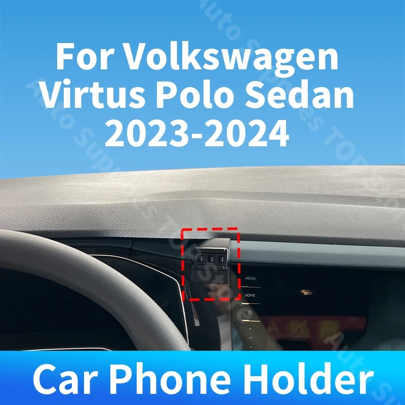 

For Volkswagen Virtus Polo Sedan 2023-2024 Car Phone Holder Wireless Charger 360 Rotation For Car Auto Interior Accessories