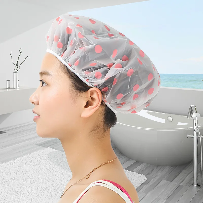 Hot Selling Thickened Elastic Waterproof Ladies Hot Spring Shower Cap Shower Cap Hair Salon Bath Accessories Bathroom Supplies