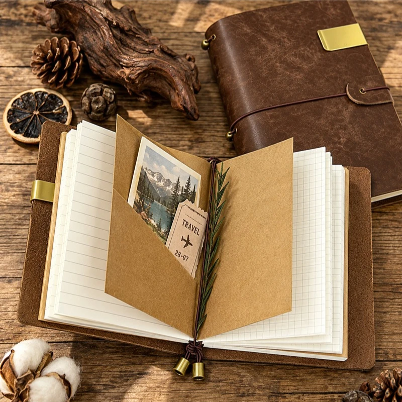Pueblo Chestnut Top Grain Leather Traveler Notebook Vintage Pocket Journal TN Diary Creative Memo Book Custom Engraving Gift