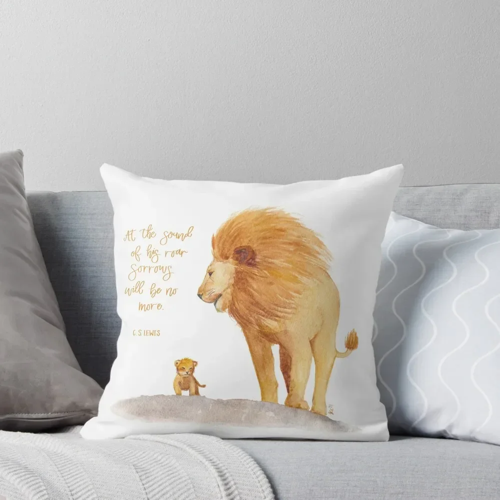 Aslan Narnia Watercolor Lions Throw Pillow Pillow Cases Decorative Christmas Pillow ornamental pillows for living room