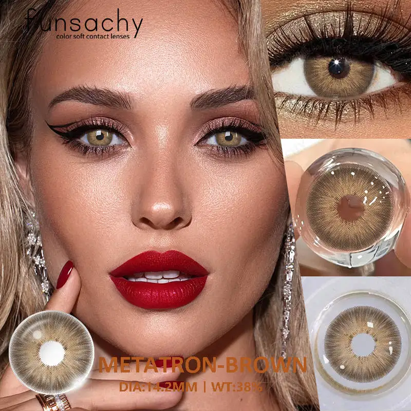 FUNSACHY 1pair Brown Colored Contact Lenses for Eyes Natural Brown Contact Eyes Lenses Color Lens Contacts Yearly Beauty Pupils