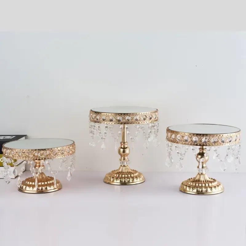 Golden Metal Cake Stand with Tray for Wedding Birthday Party Dessert Display Rack Pastry Holder for Christmas Tea Breaks Home
