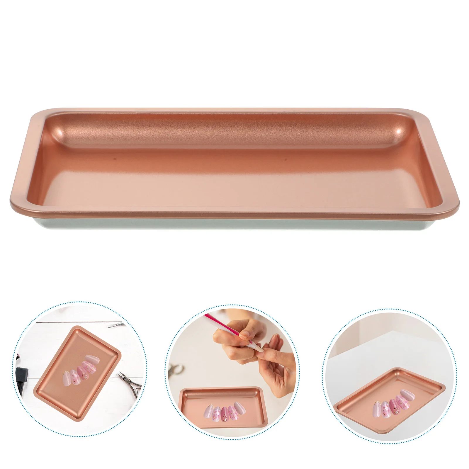 

Пластина для хранения ювелирных изделий из нержавеющей стали, розовый держатель для колец большой емкости, лоток для инструментов для ногтей, настольный лоток для хранения