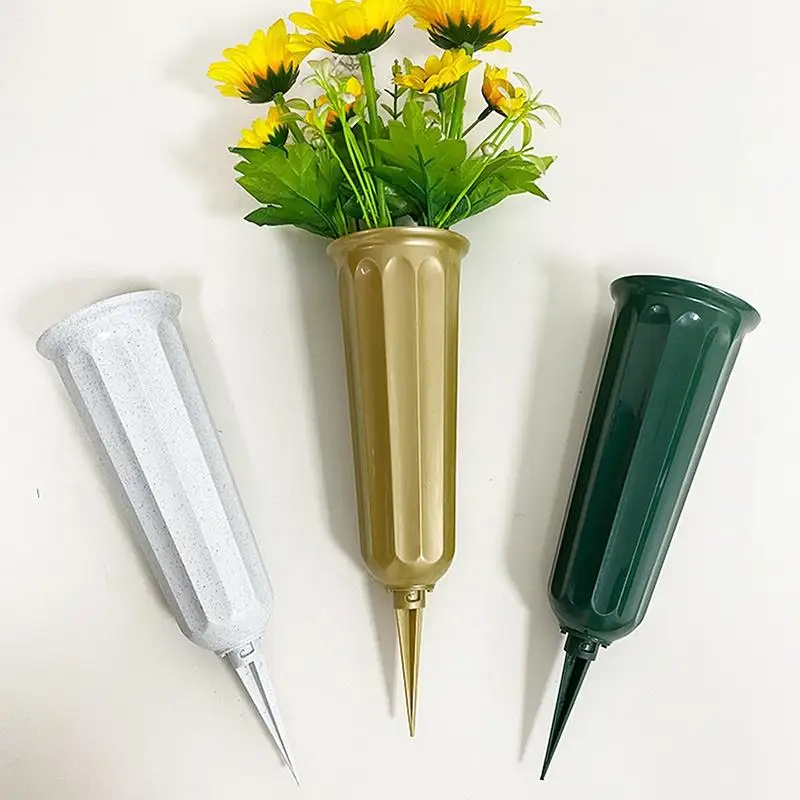 Cemetery Flower Vase 1/2 Pcs UV Resistant Plastic with Spikes Stable for Grave Gravestone Decor