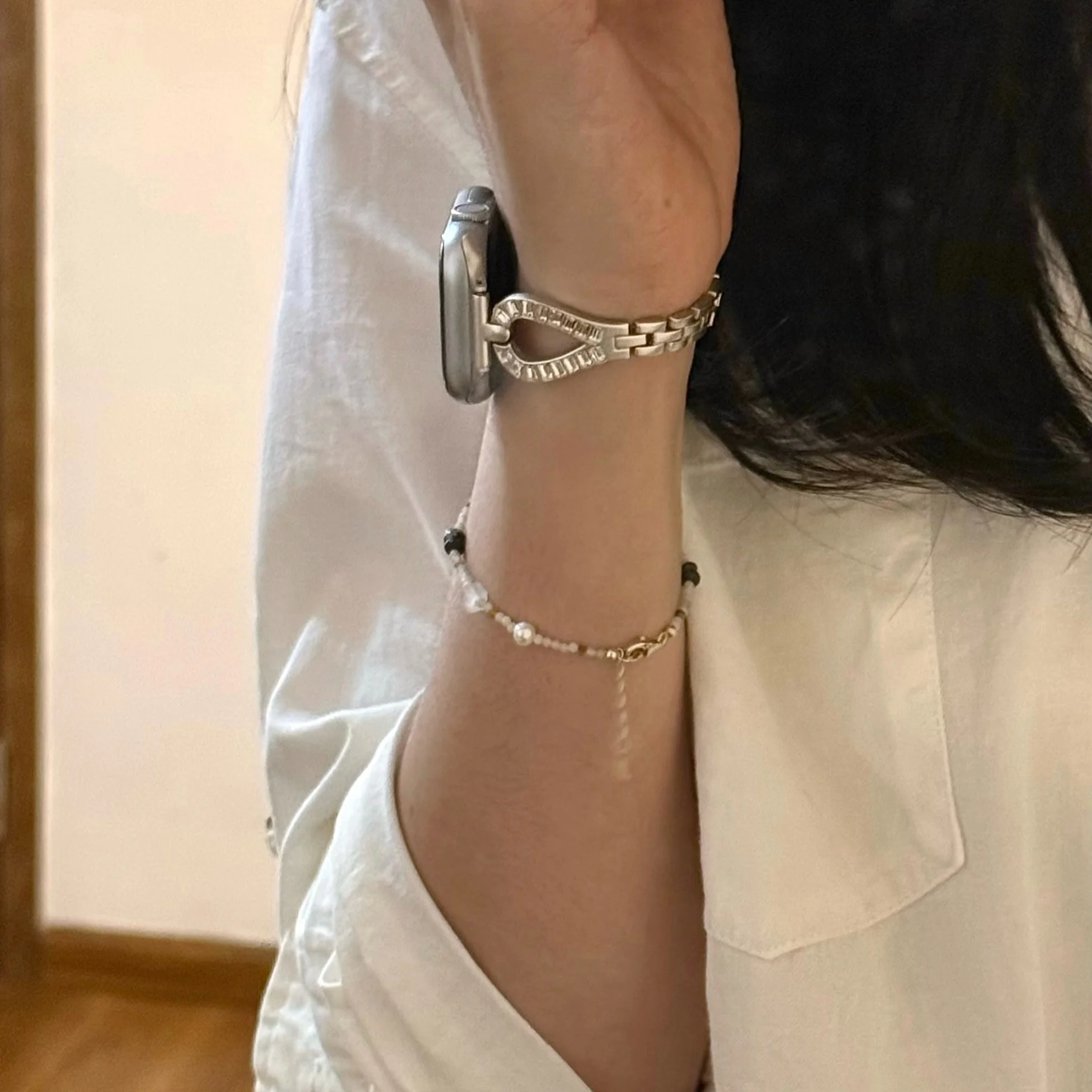 متوافق مع حزام iWatch 38 مم 40 مم 41 مم 42 مم 44 مم 45 مم 49 مم حزام معدني منحني على الموضة #6