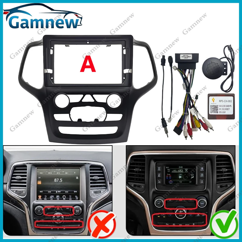 9 Inch Car Frame Fascia Canbus Box Adapter Android Radio Dash Fitting Panel Kit For Jeep Grand Cherokee 2014 - 2017