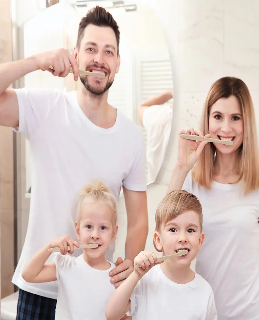 10/15 PCS Single Cowhide Wrapped New Style Children\'s Bamboo Toothbrush Natural and Environmentally Friendly Bamboo Toothbrush