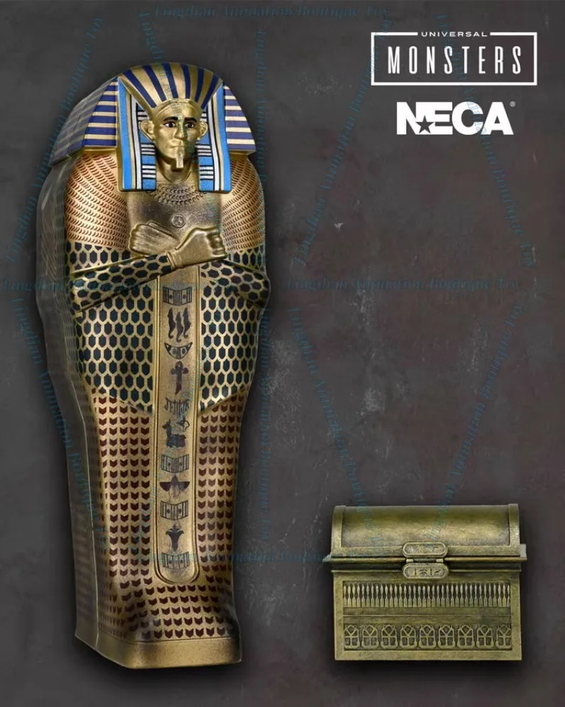 [In Stock] Laser Genuine Egyptian Pharaoh Treasure Box Mummy Sarcophagus Character Model Action Figure Toy Collection Gift