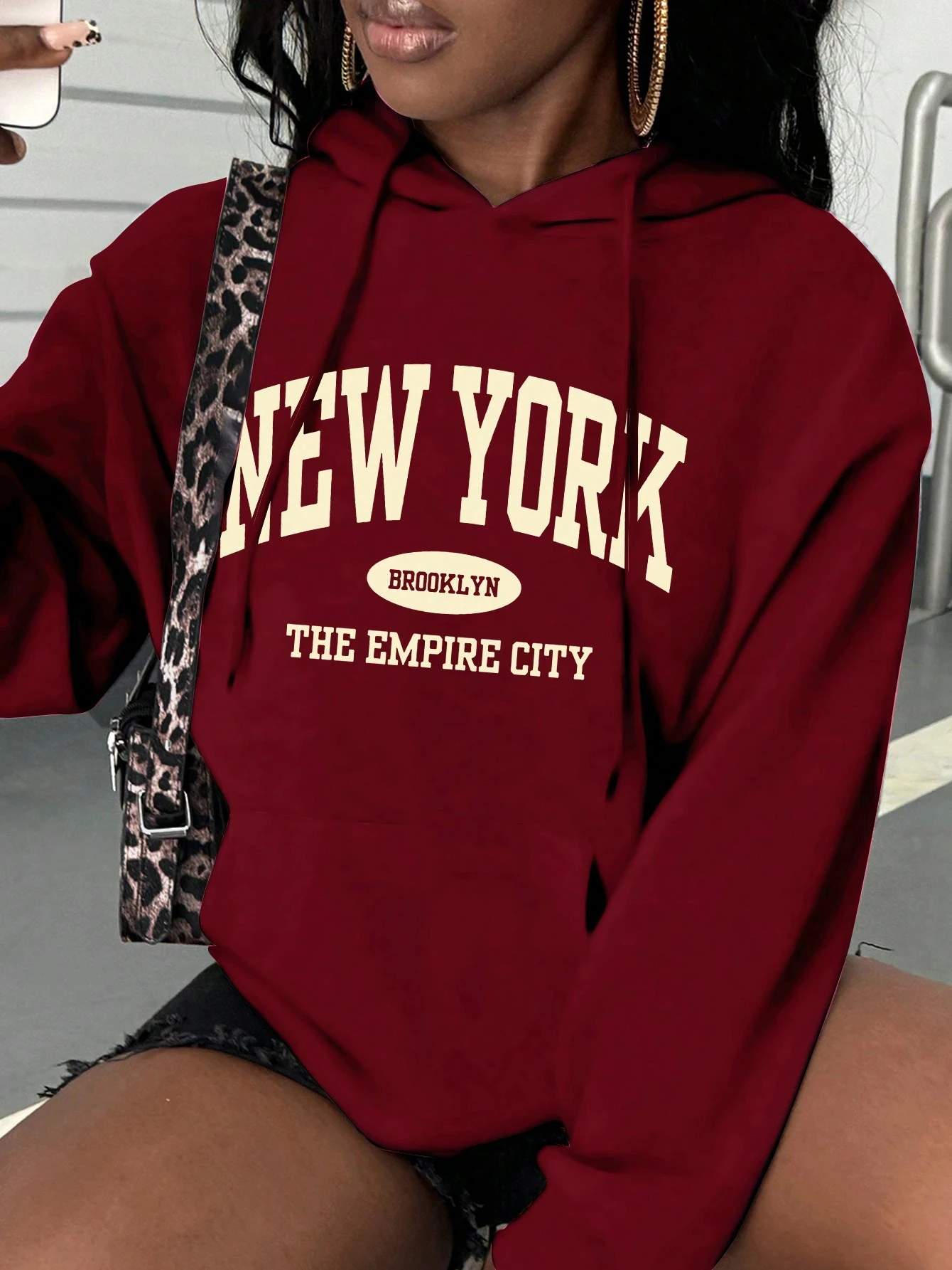 New York City Brooklyn Creative Letter Printed Female Hoodies Multicolor Loose Hoody Y2K Street Sportswear Fleece Hoodie Unisex