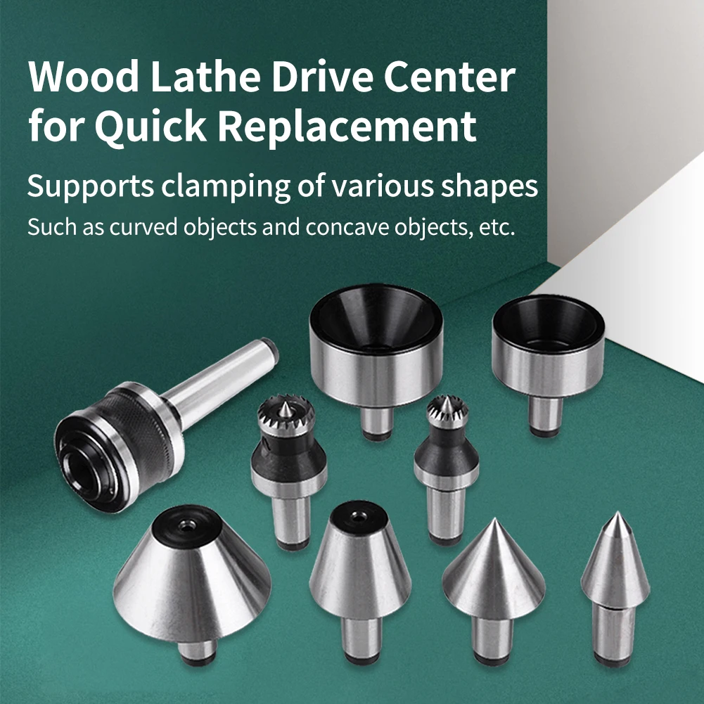 9-Piece MT2 Wood Lathe Drive and Live Center Kit with Wooden Box（Quick Replacement）