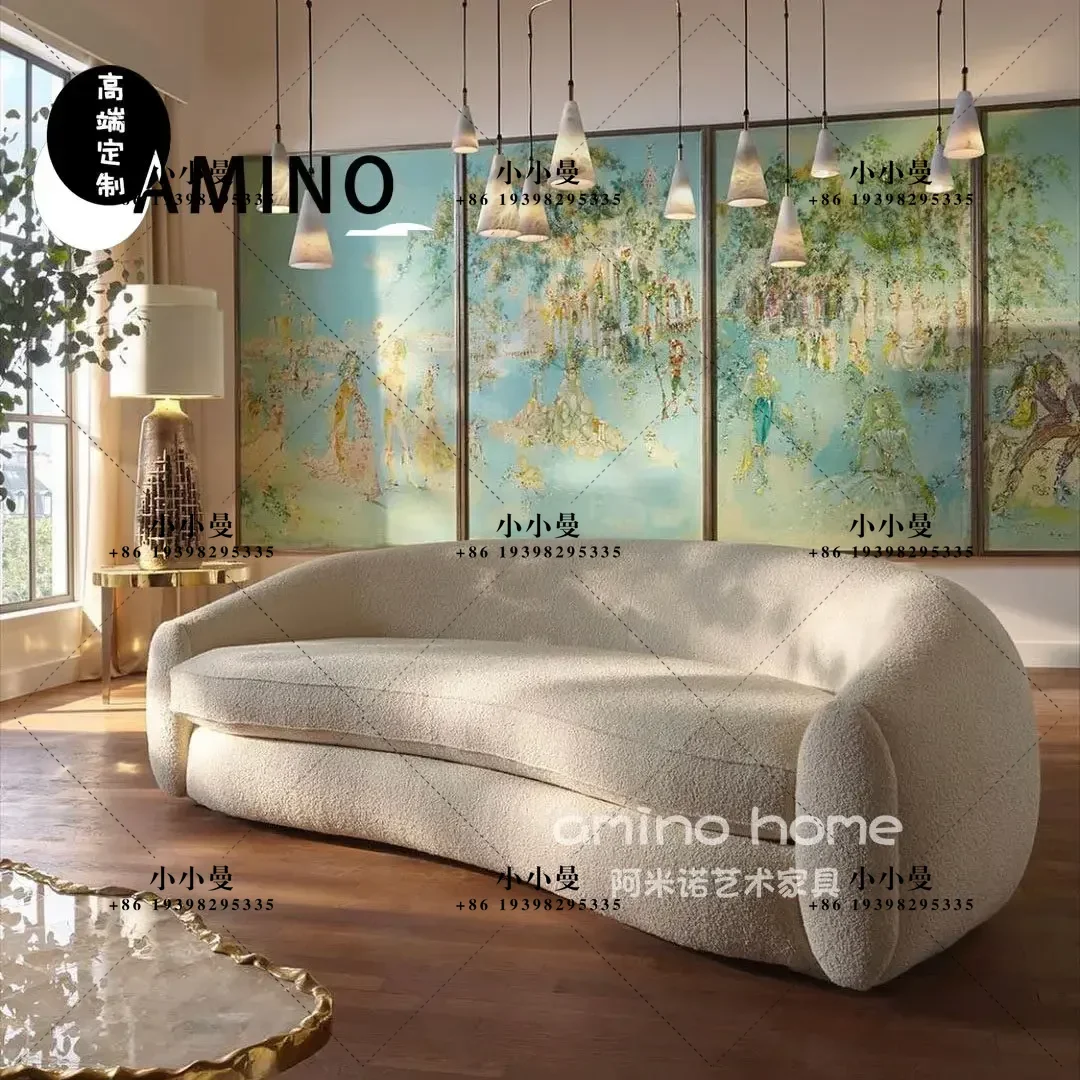 Nordic light luxury ins white lazy curved velvet modern simple small apartment sofa