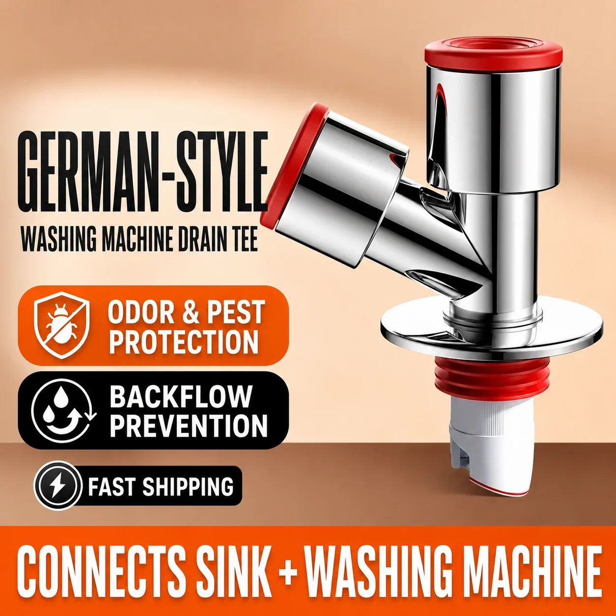 Washing Machine Drain Tee PVC Sewer Connector Floor Drain Deodorizer Backflow Preventer for Kitchen Sink