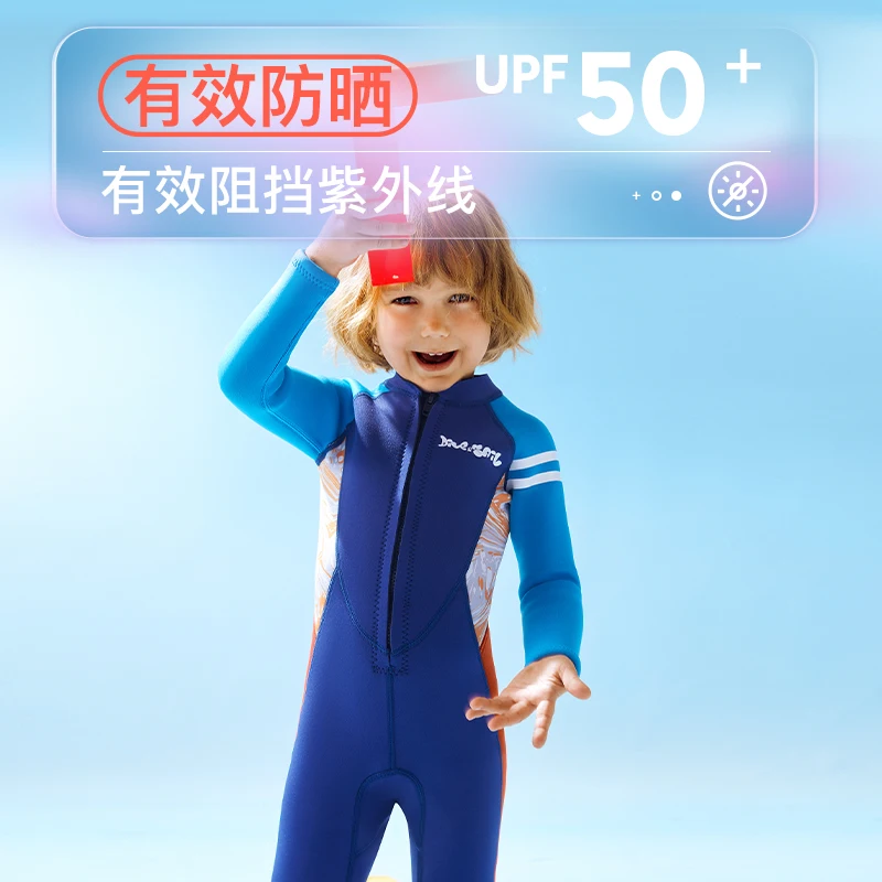 2.5MM Neoprene Diving Suit Kids Winter Warm Swimsuit Boys Freediving Wetsuit Children UV Swimwear Front Zipper  M153520K