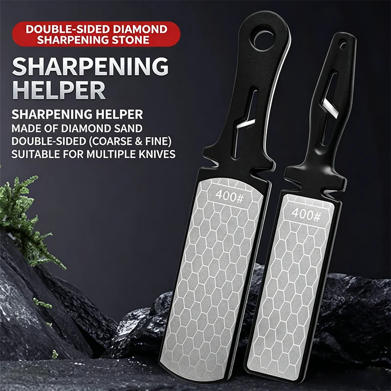 Portable Double‑sided Diamond Whetstone Honeycomb Texture Knife Sharpener Handheld Tool for Kitchen Household Outdoor Knives