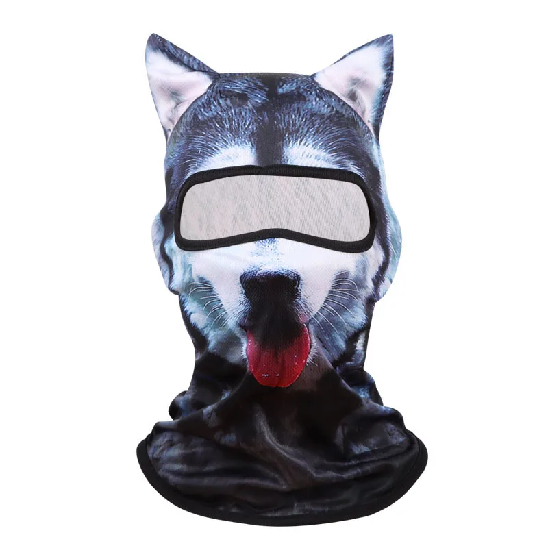 

Funny 3D Animal Face Mask Polyester Fiber Sun Protector Animal with Ears Hats Dog/Cat Ear Printed Soft Neck Gaiter