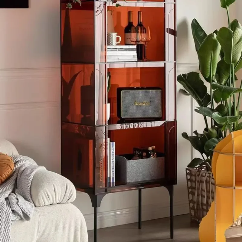 light luxury shelf acrylic, living room wine rack storage, display rack, modern simple bedroom, multi-layer floor bookshelf