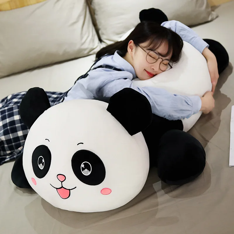 Creative Plush Toy Huge Panda Soft Doll Down Cotton Lying Panda Girlfriend Pillow Sleeping Pillow Hug Pillow Birthday Gift w1488
