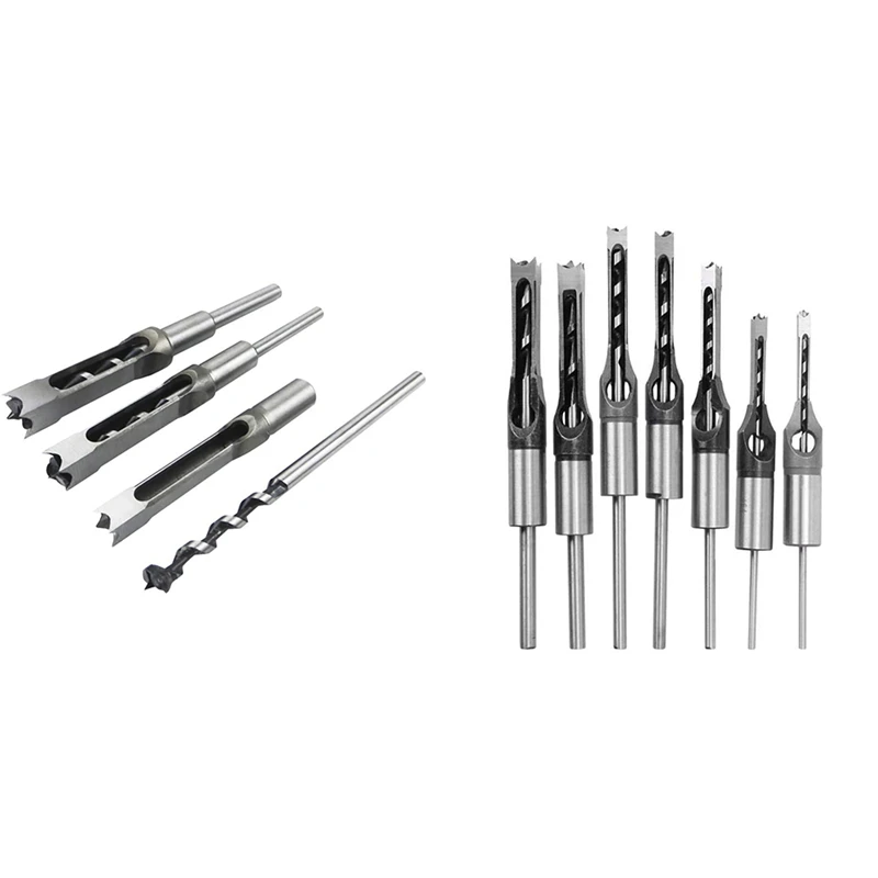 

Woodworking Square Drill Bits Set, Wood Mortising Chisel Countersink Bits Woodworker Hole Saw Power Tool Kits