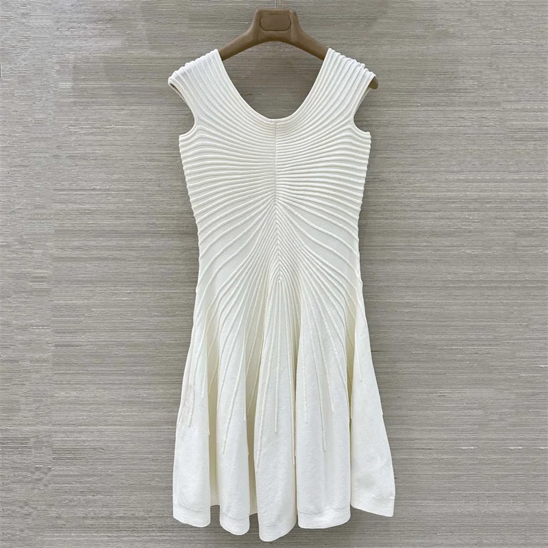 

Women's dress New elastic knitted slim mini dress for spring 2026 Three dimensional line sleeveless short dresses party dresses